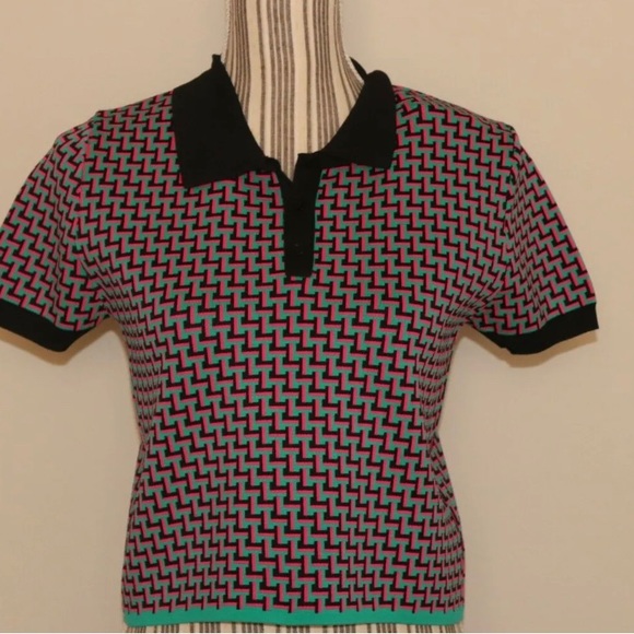 Zara and Fendi collab Knit Collared Geometric Top - Picture 3 of 4